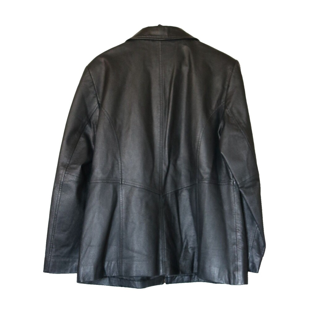 Jacqueline‎ Ferrar Womens Size Large Black Leather Full Zip Jacket Coat Y2K - Picture 3 of 12